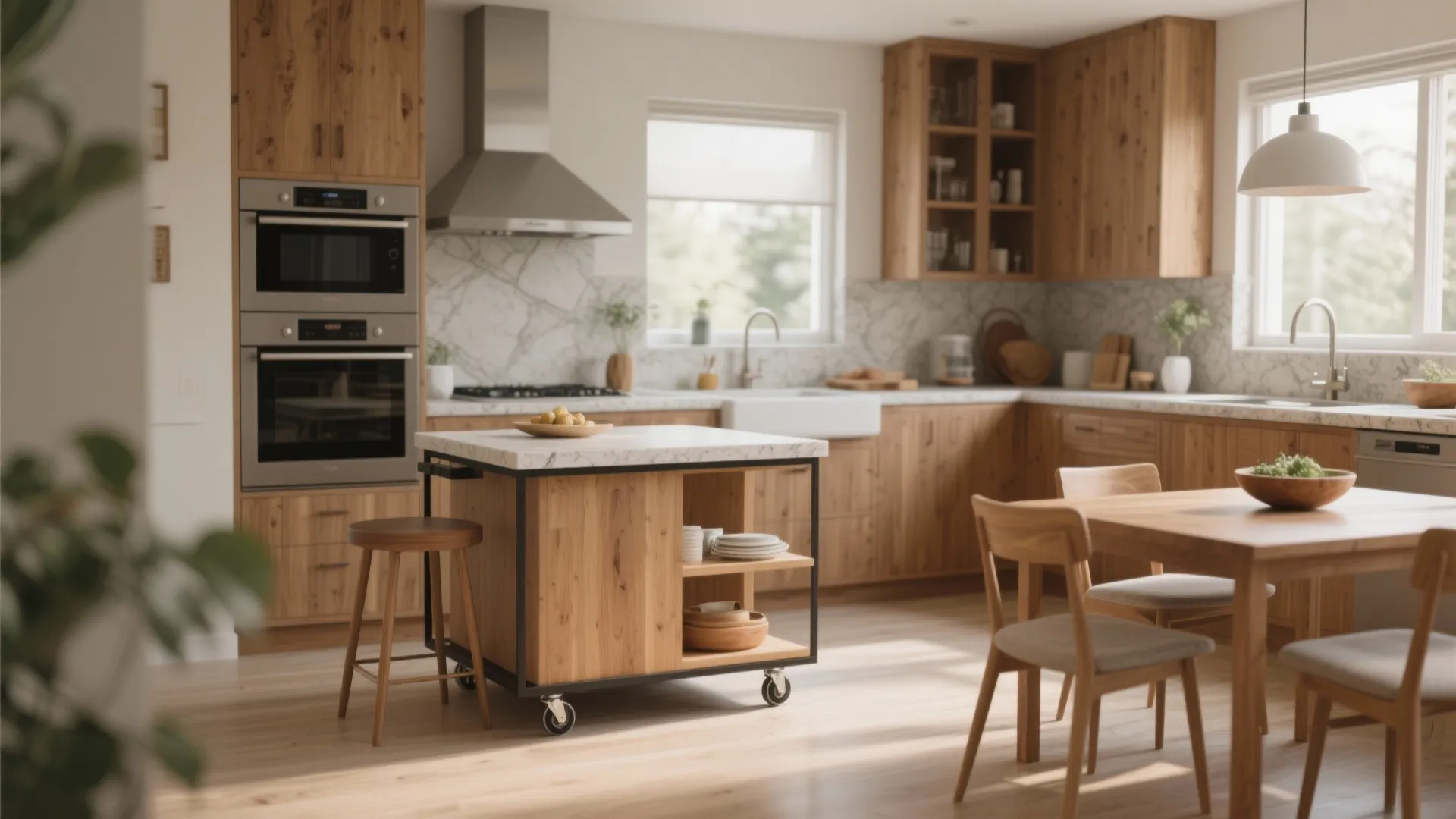 2. Add a Small Kitchen Island