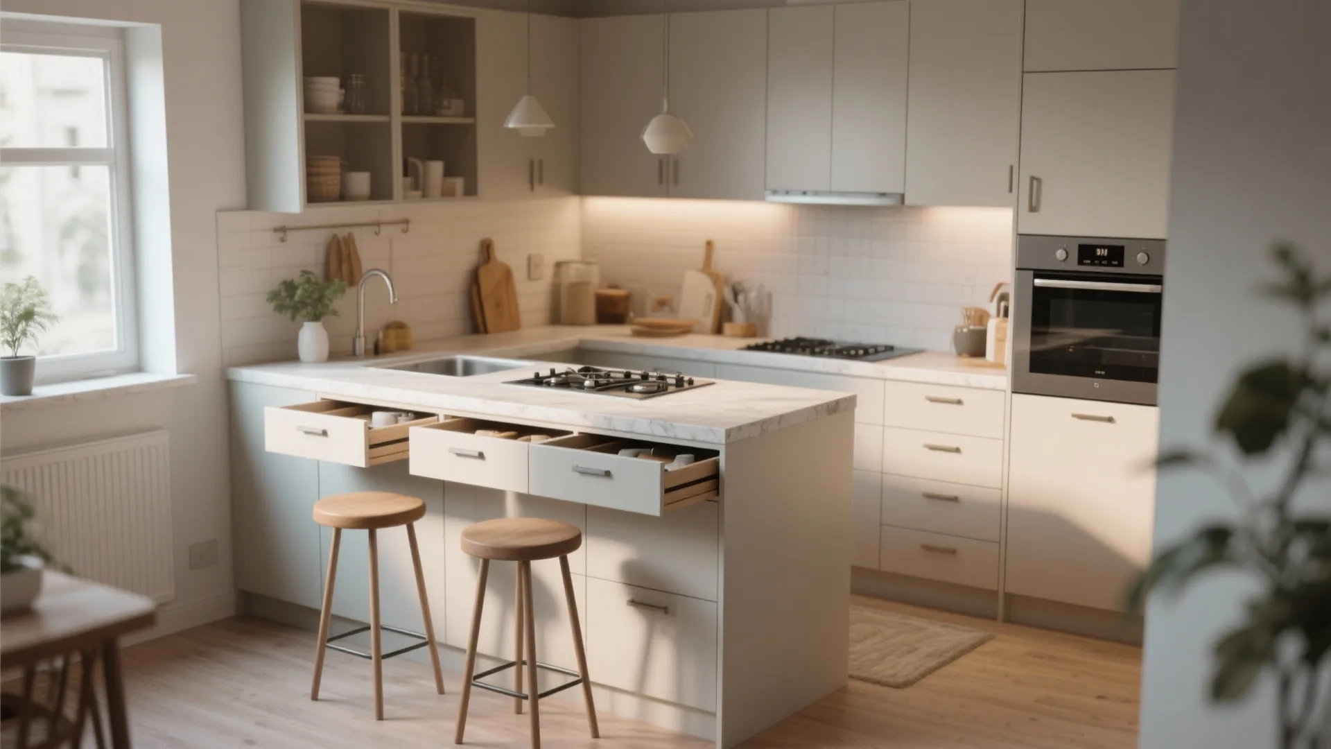 2. Multifunctional Kitchen Island