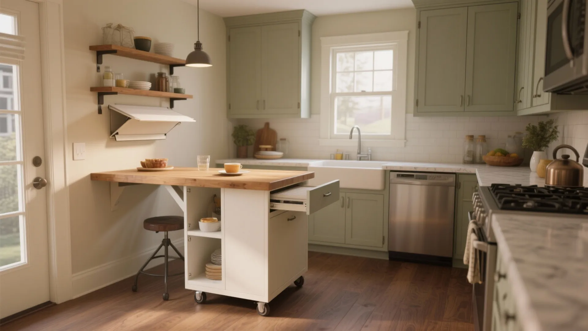 4. Multifunctional staging for small kitchens