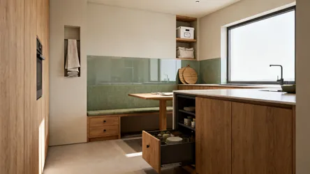 5 Small-Kitchen Design Ideas that Elevate Dining & Linen Storage