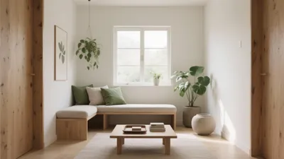 Serene Japanese-Inspired Living Nook with Natural Wood