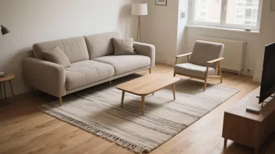 Scandinavian Living Room with Natural Wood and Neutral Tones