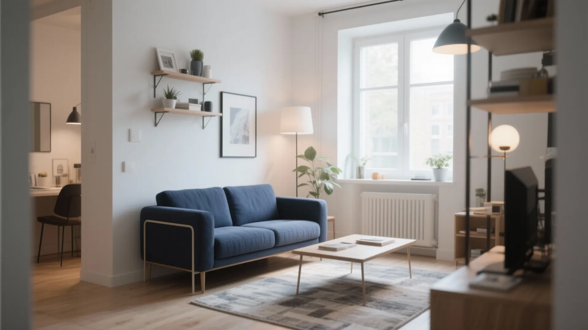 7. Small Navy Loveseat for Studio Apartments