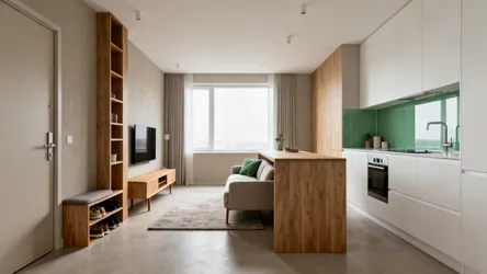 5 Small-Space Interior Design Ideas for Living Room–Kitchen–Entrance