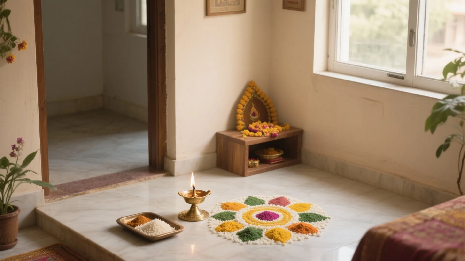 Pooja Room Too Small? 5 Small Rangoli Designs That Fit