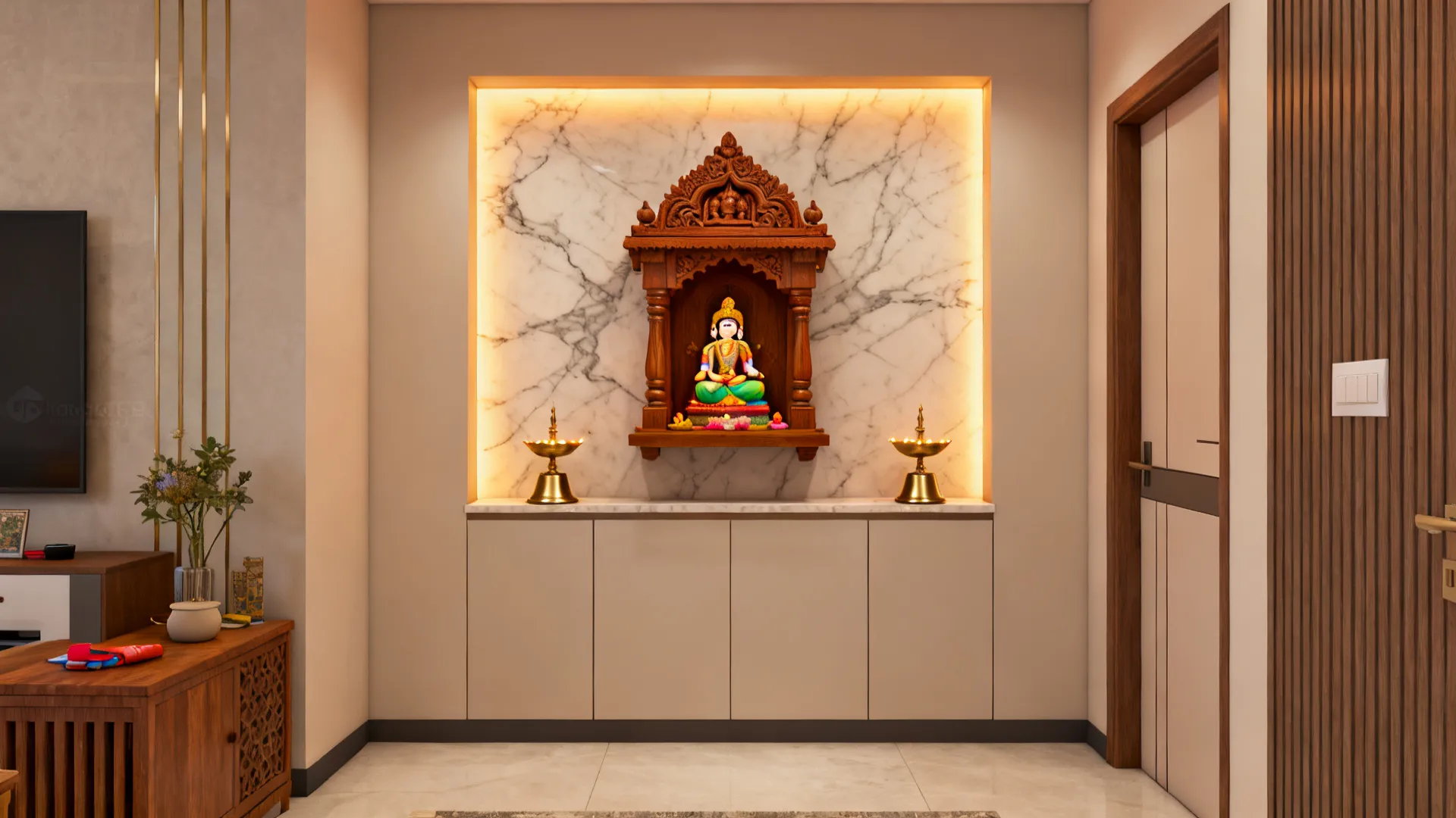 5 Design Ideas for Small Pooja Room Size in Feet