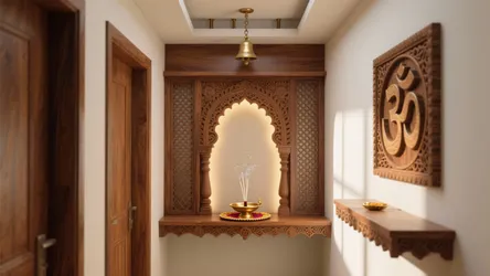 5 wood carving designs for pooja room that elevate small spaces