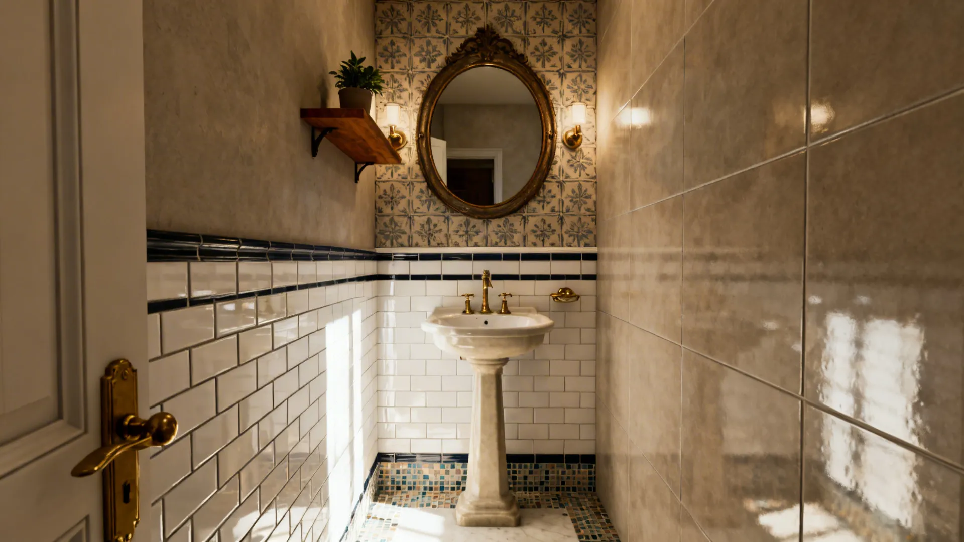 5 Small Powder Room Wall Tile Ideas