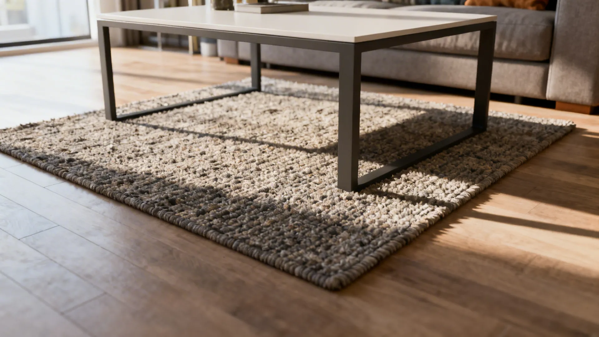 3. Coffee Table-Centered (Small Rug Trick)