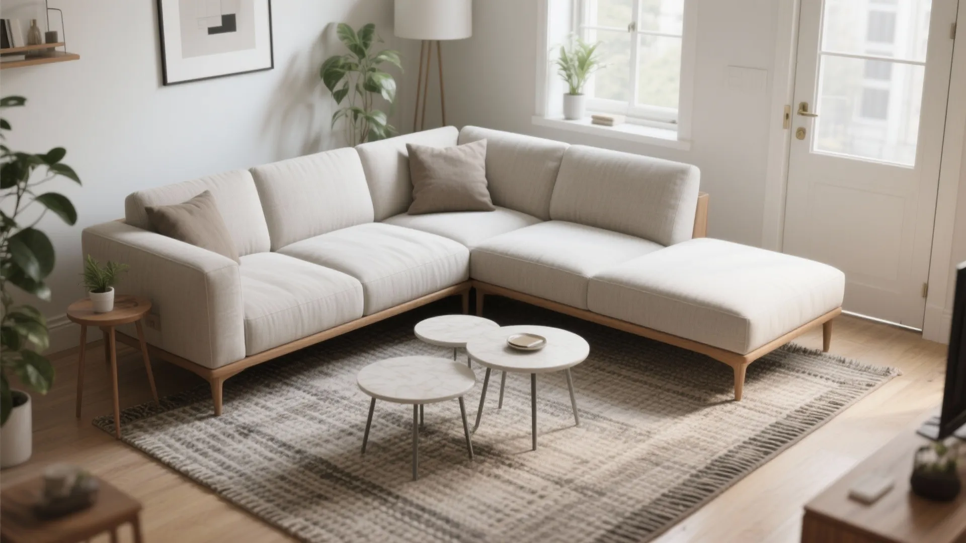 Small L-shaped sectional with reversible chaise