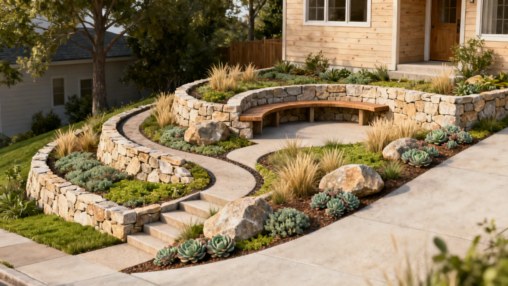 5 Creative Sloped Front Yard Ideas