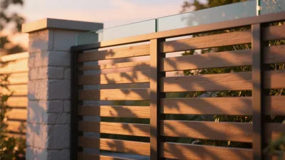 Modern Outdoor Fence Design with Wood and Glass