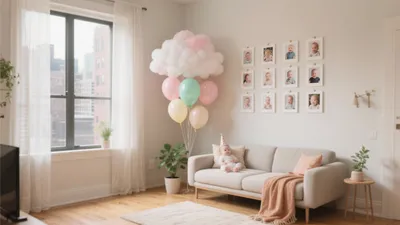 Soft Pastel Baby-Themed Living Room Design