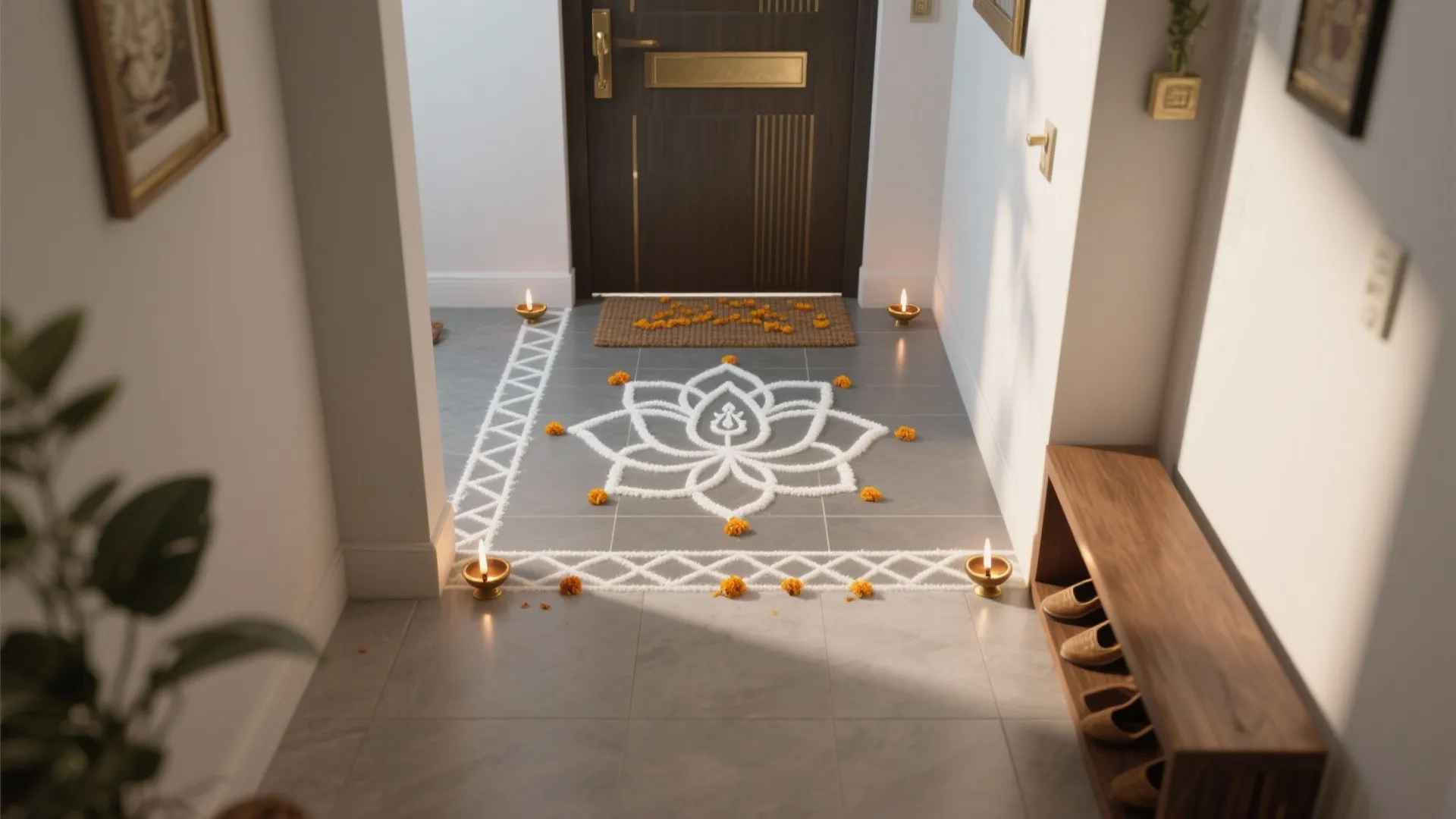5 Small-Space Laxmi Pooja Rangoli Designs