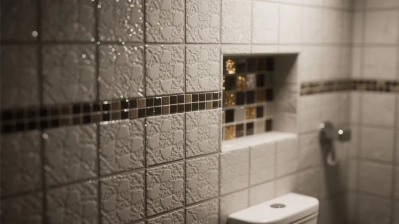 Elegant Bathroom Tile Design with Textured Walls