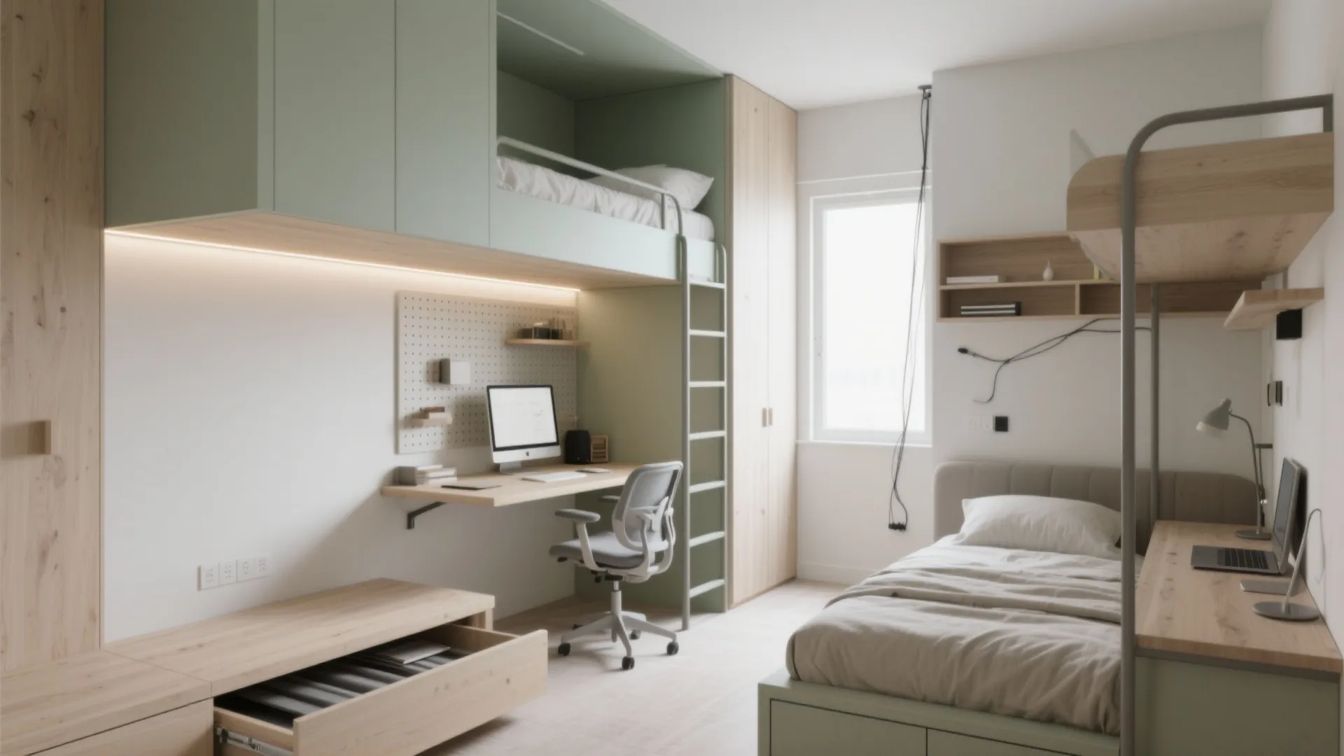 5 smart ideas: bed with desk for small room