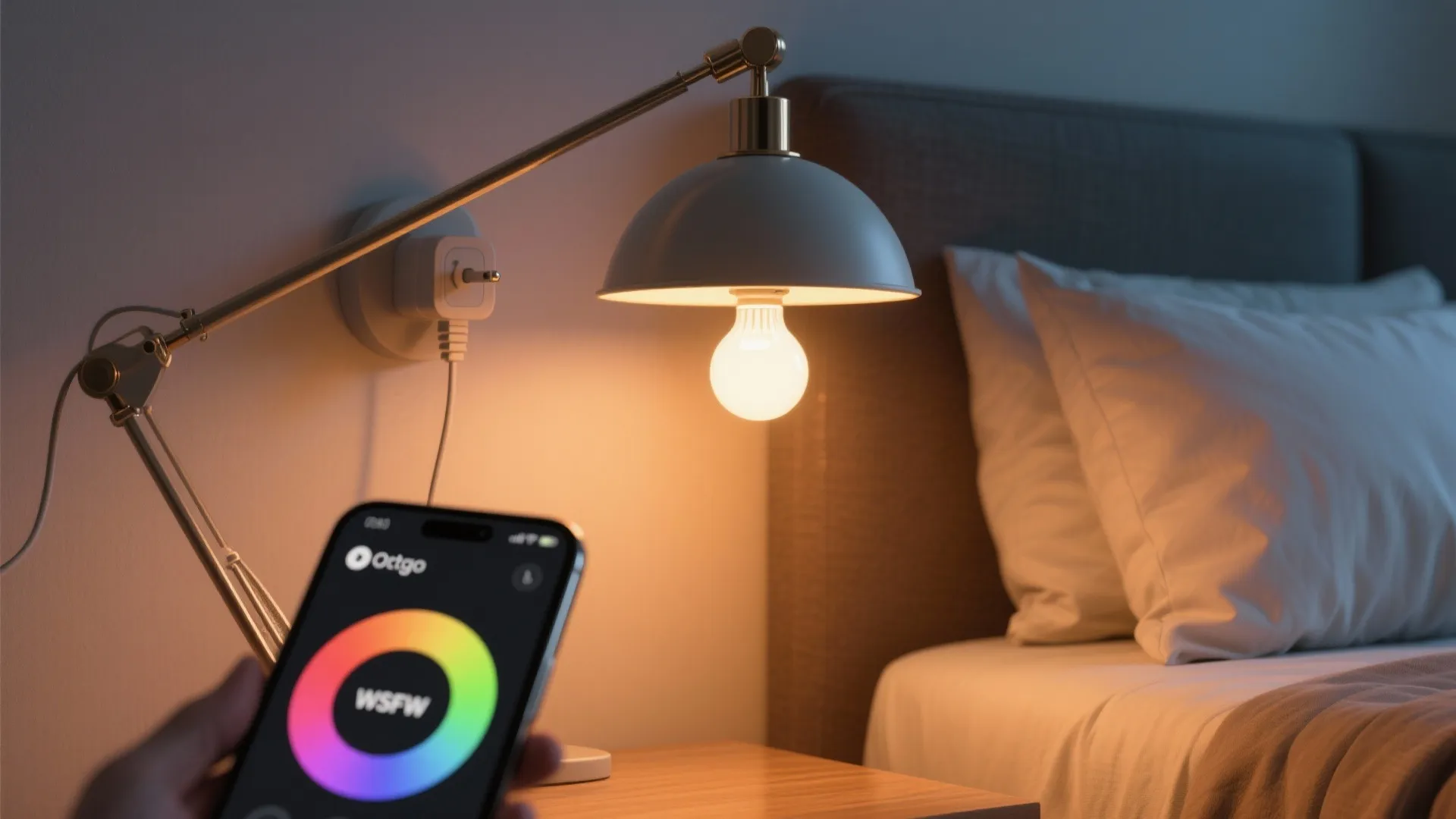 5. Plug-In Swing Lamps with Smart Bulbs for Mood Control