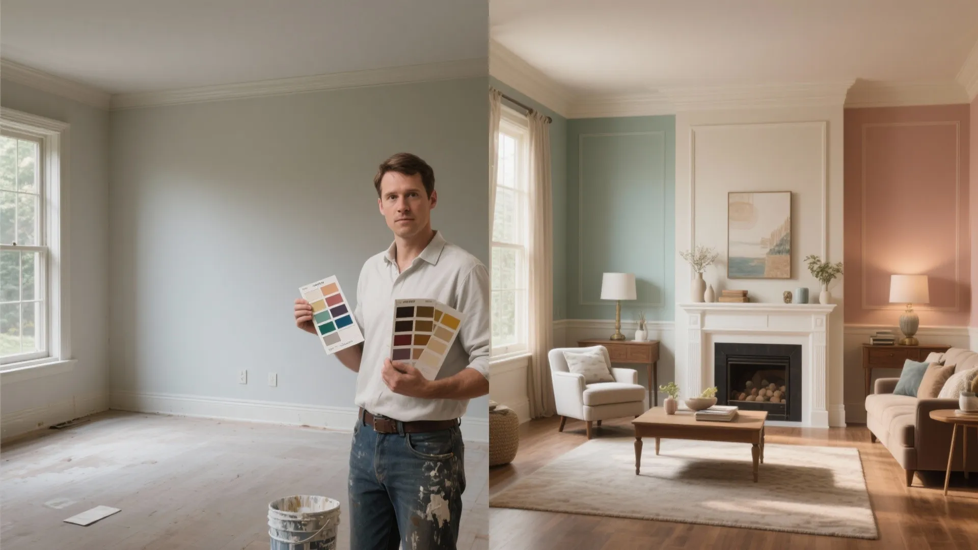 Before and after comparison showing basic repaint versus premium bundled service with repaired trim and upgraded finish.