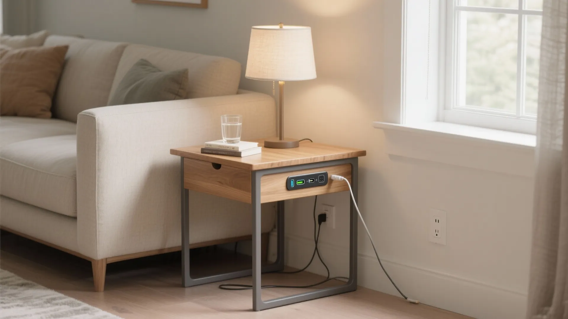 Small End Table with Charging Station: Smart Space Saver