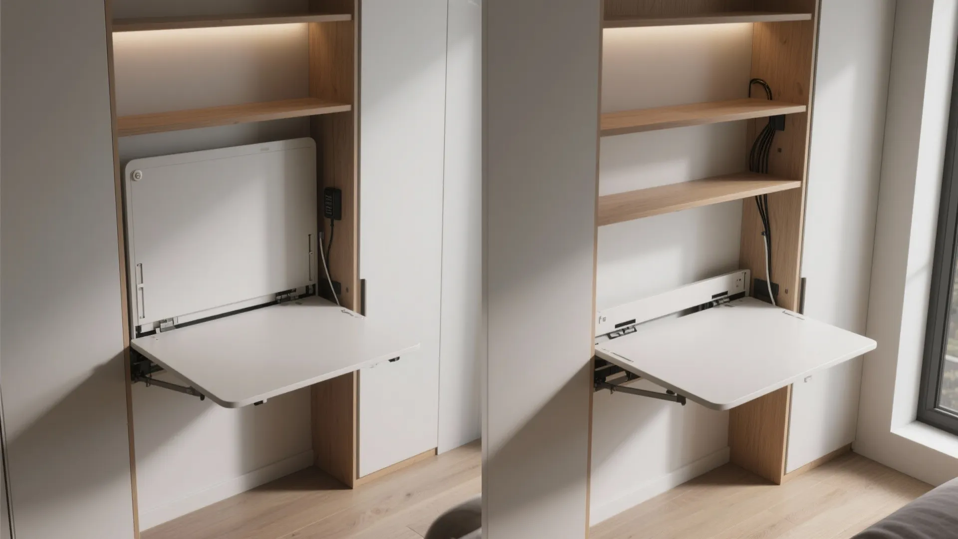 4. Smart wall with fold-down desk