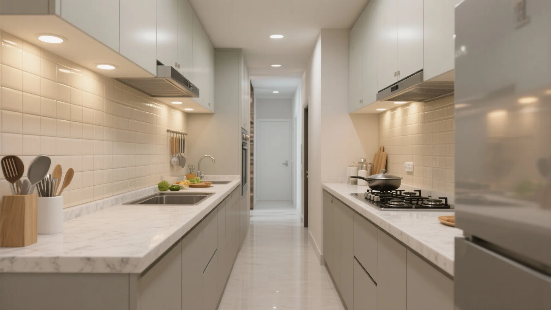 Smart Kitchen Zoning with Light Backsplashes