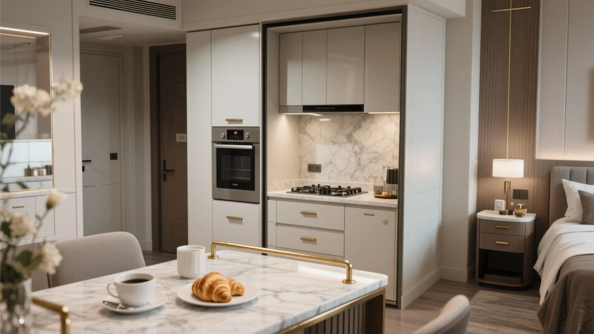 4. A smart kitchenette that fits elegantly into a suite