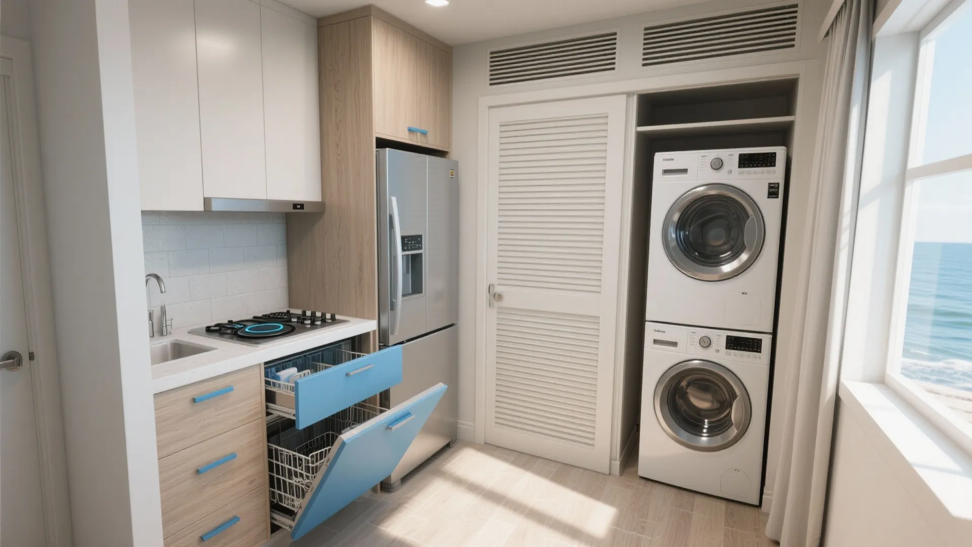 5. Smart kitchenettes and compact laundry