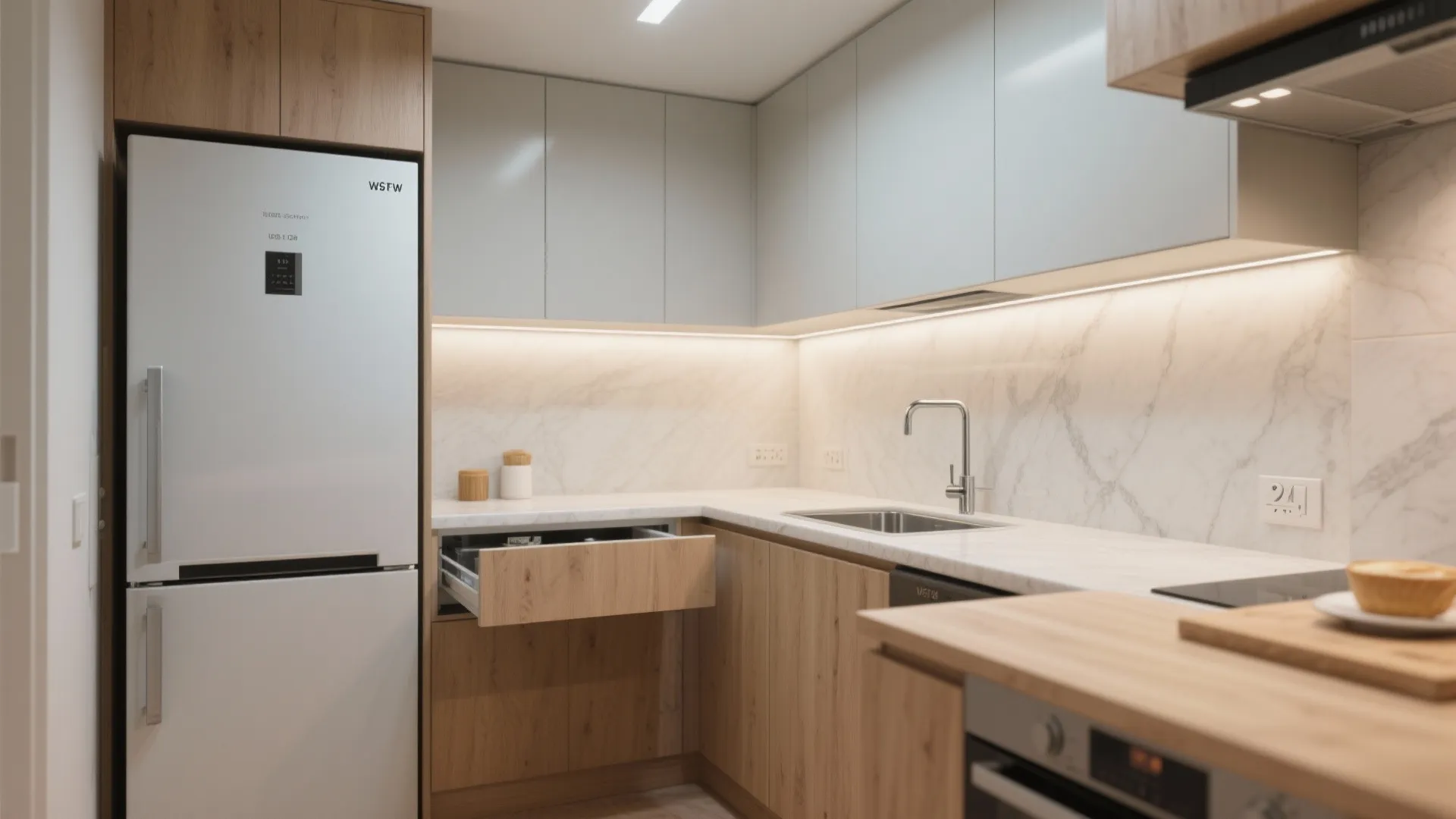 Smart L-Shape That Doubles As A Prep Hub