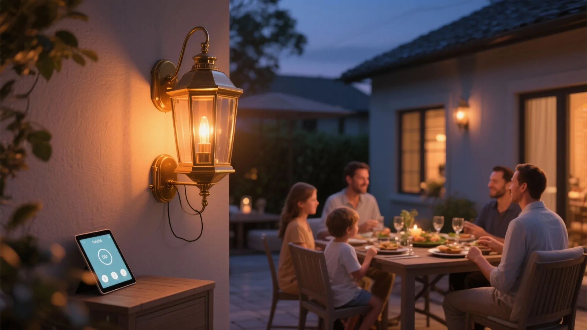 5. Wall-Mounted Lanterns with Smart Controls