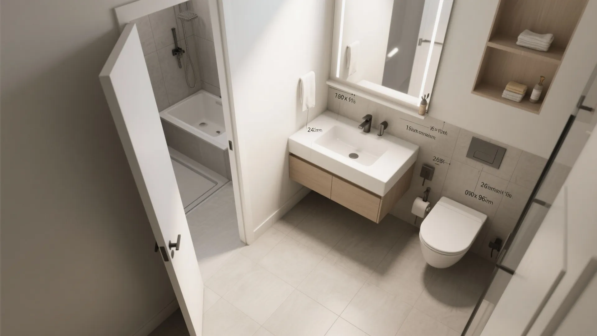 4. Pocket doors, slim fixtures, and clever layout