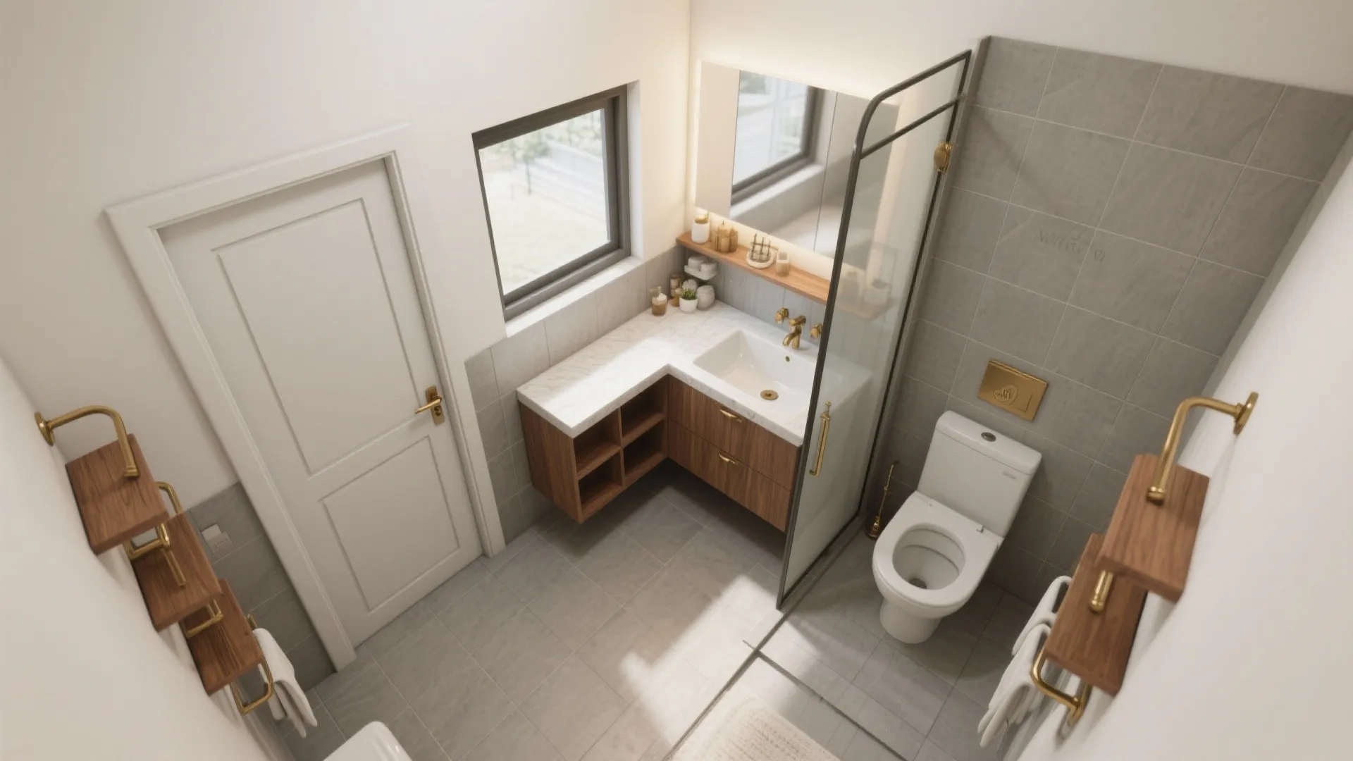 Smart layouts: corner basins and L-shaped vanities