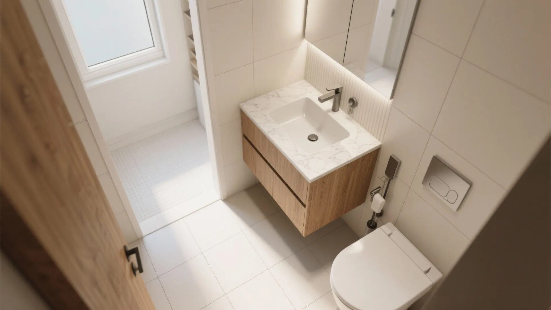 Space-smart vanity layouts (corner, L-shaped, floating)