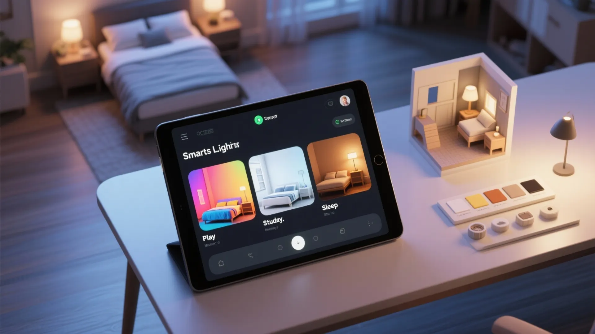 4. Smart lighting scenes for playtime, study, and sleep