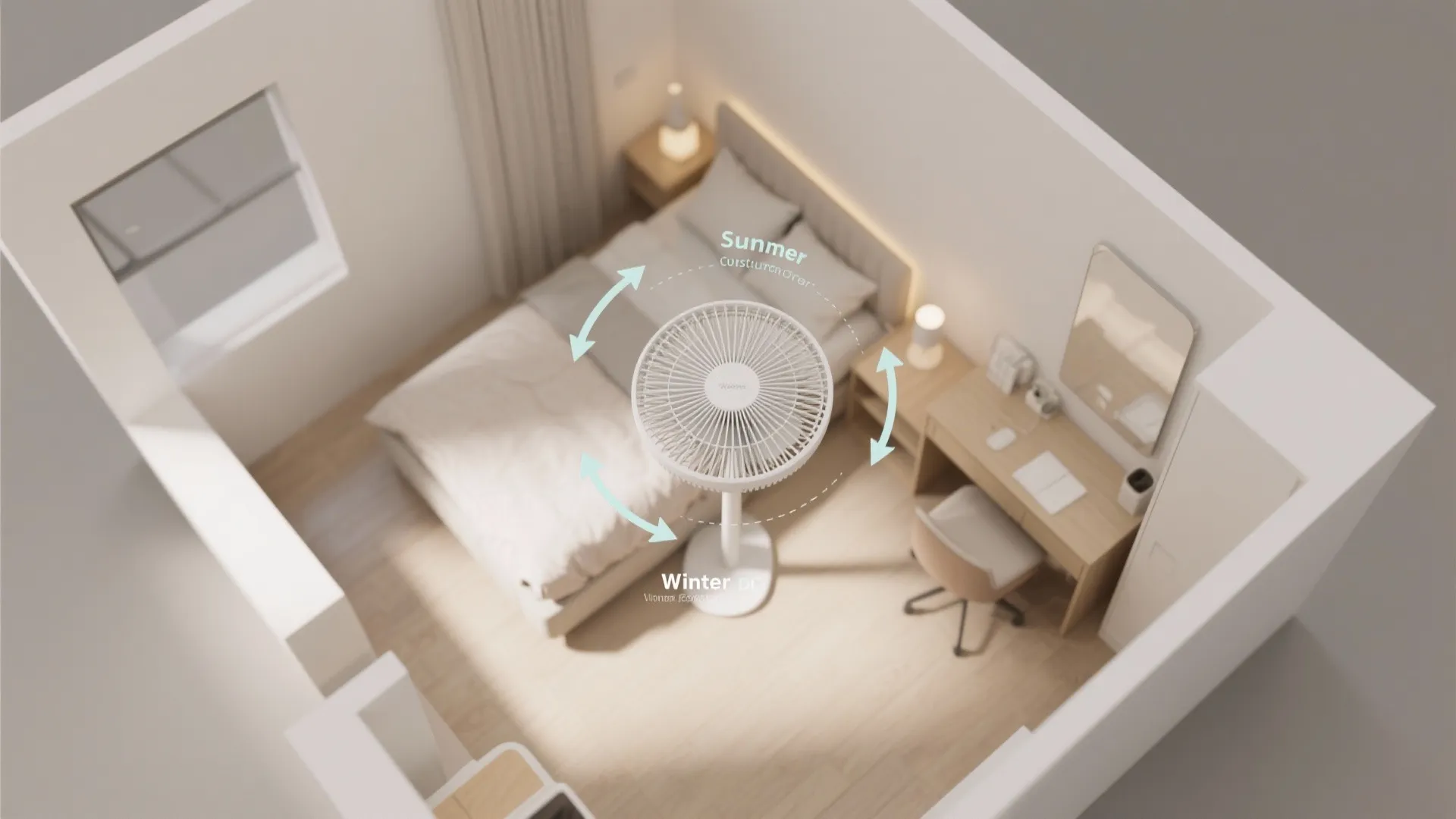 4) Smart reversible fan for year-round comfort