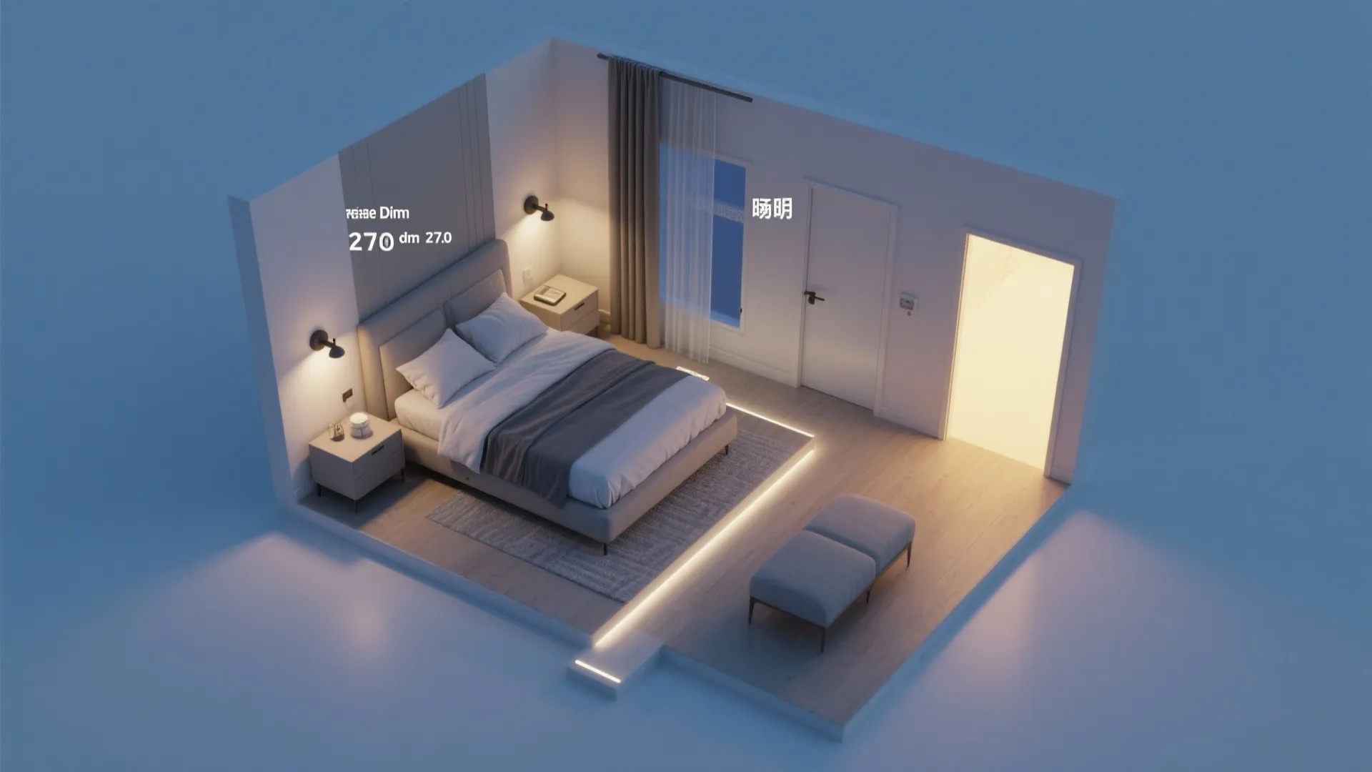 Smart, warm-white sconces with sleep-friendly presets