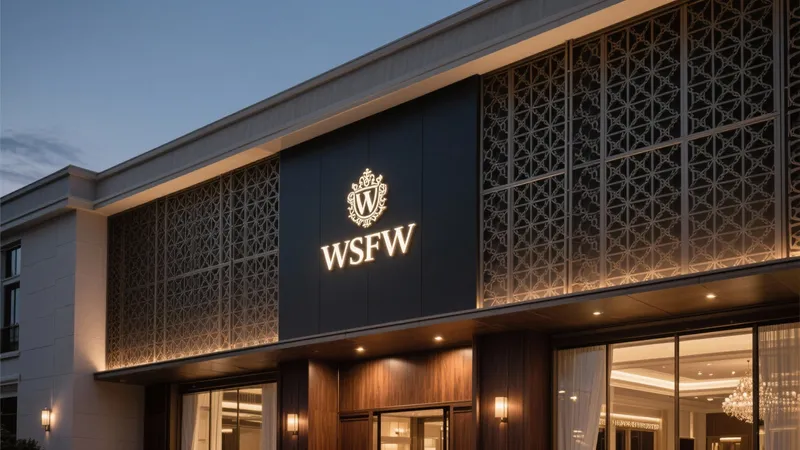 Luxury Commercial Facade Design with Ornate Lattice and Warm Lighting