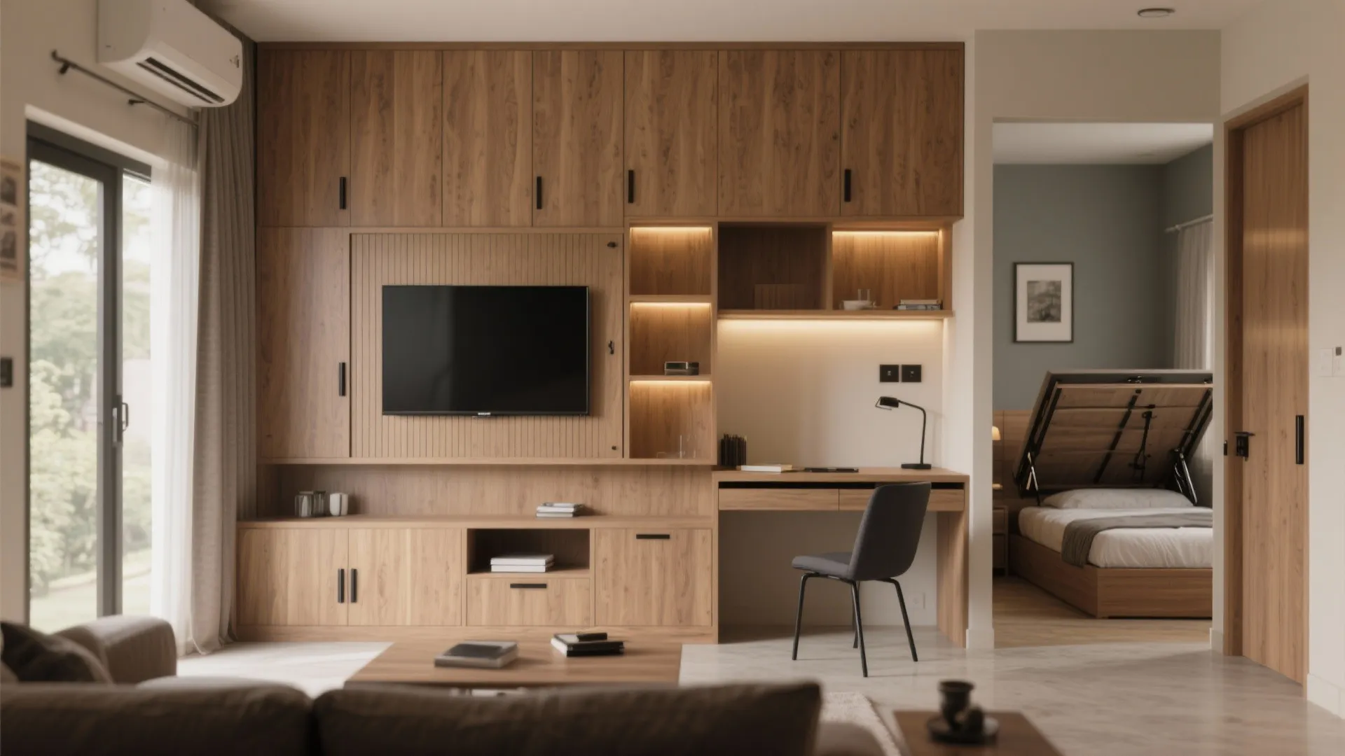 Built-in storage and smart furniture that hides clutter