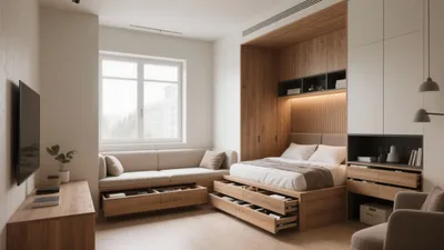 Multi-Functional Bedroom with Wooden Storage & Natural Light