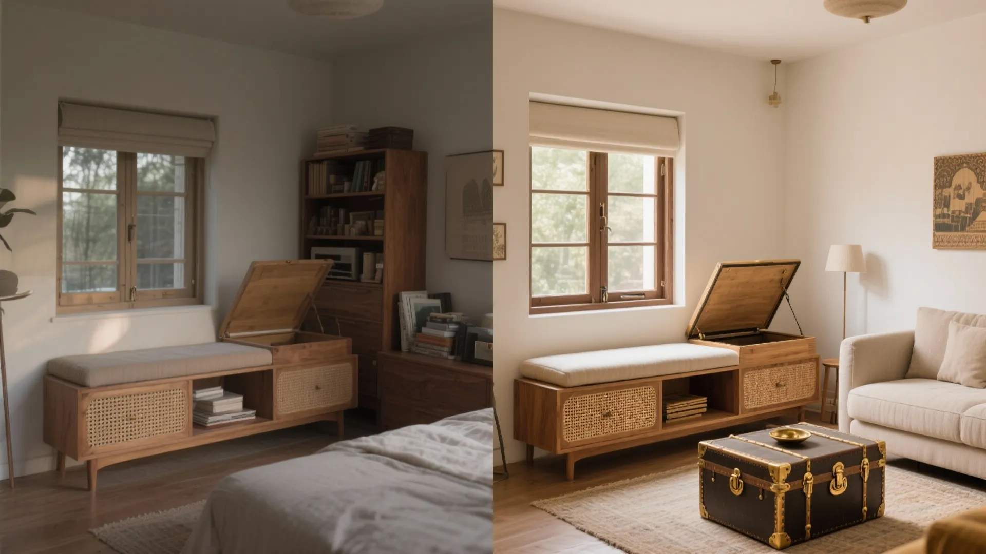 Smart Storage: Cane + Brass, Trunks, and Window Seats