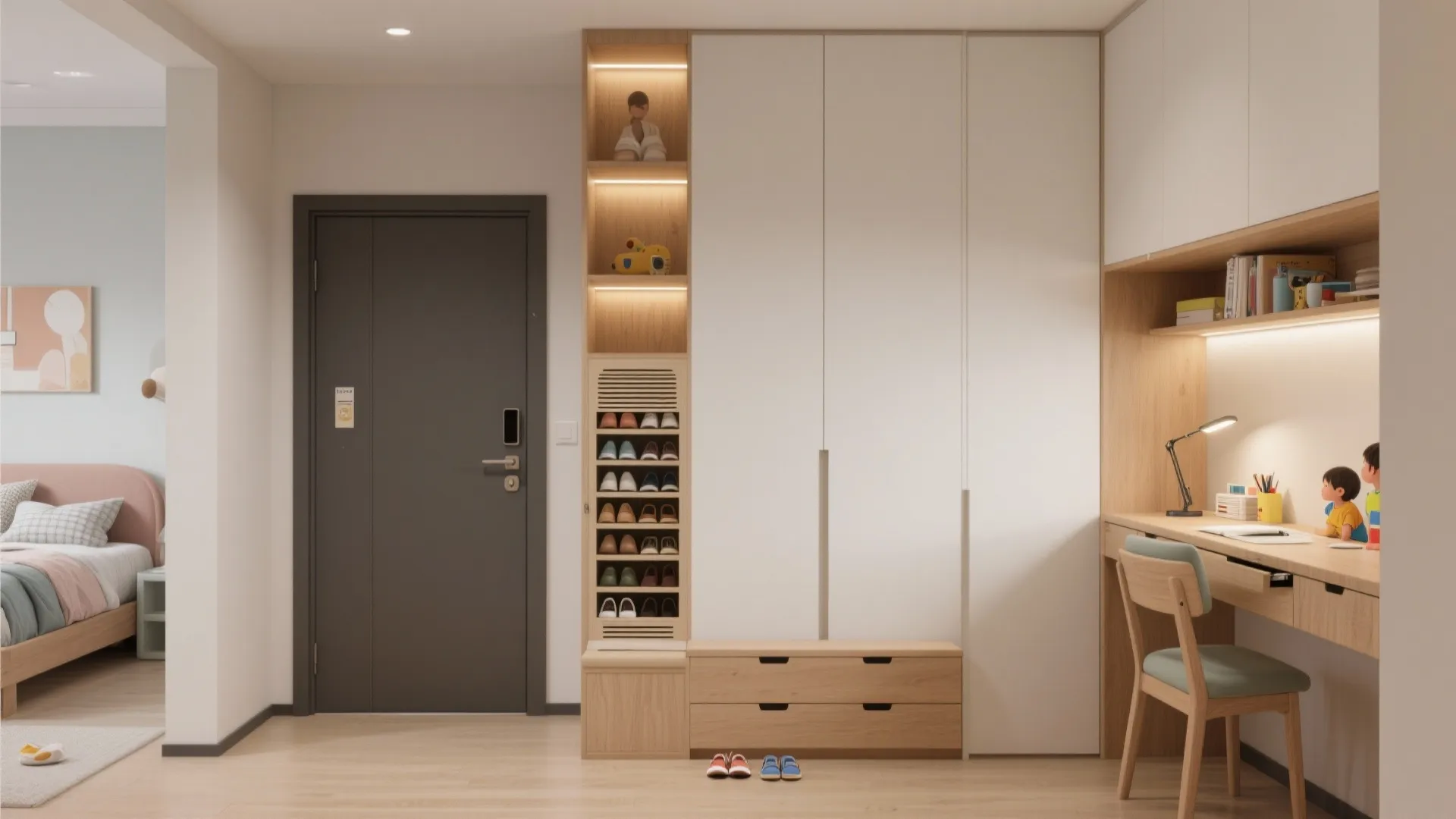 Smart Storage in 3 BHK Bedrooms and Entryways