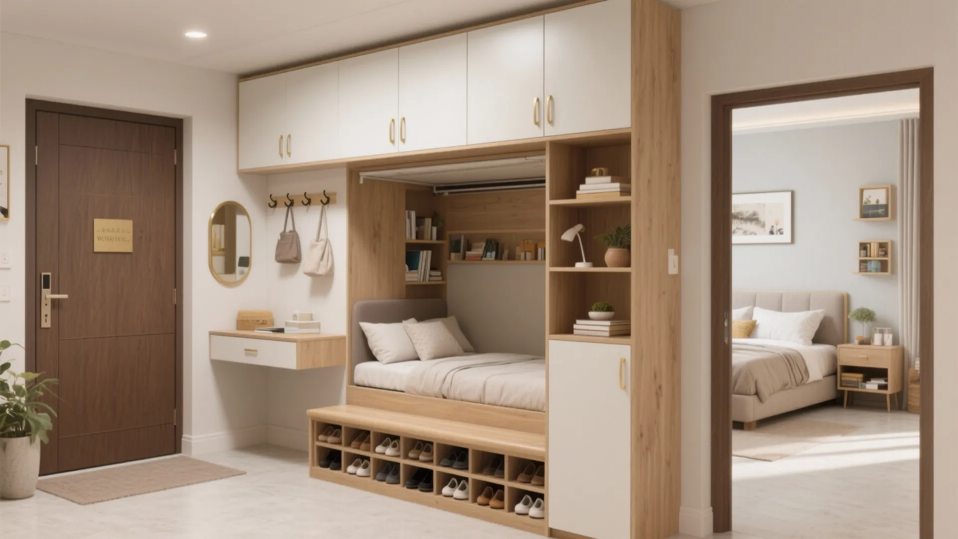 Smart storage in bedrooms and the entry that keeps life easy