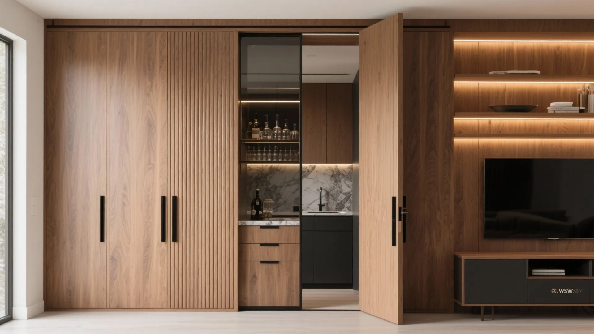 3) Smart storage sculpted into architecture