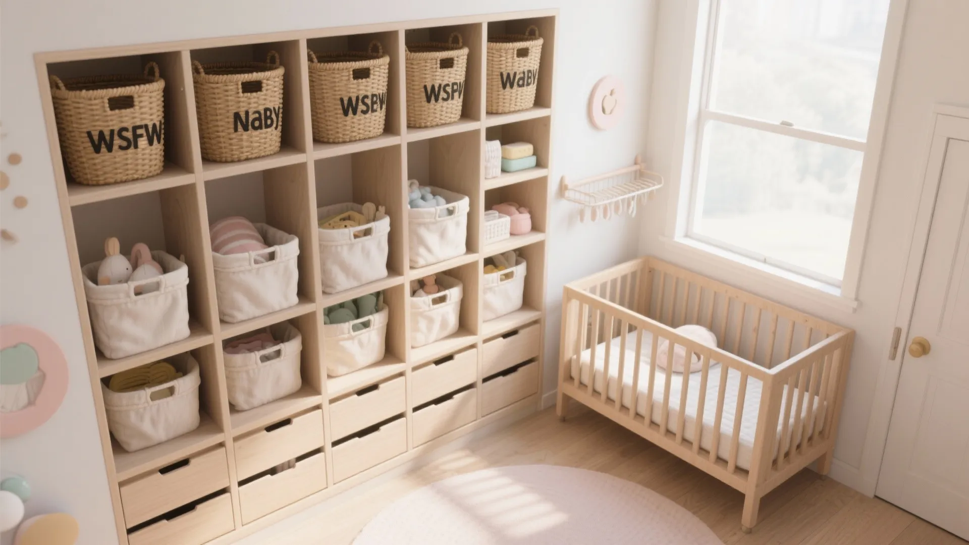 Smart Storage: Labeled Baskets & Vertical Shelving