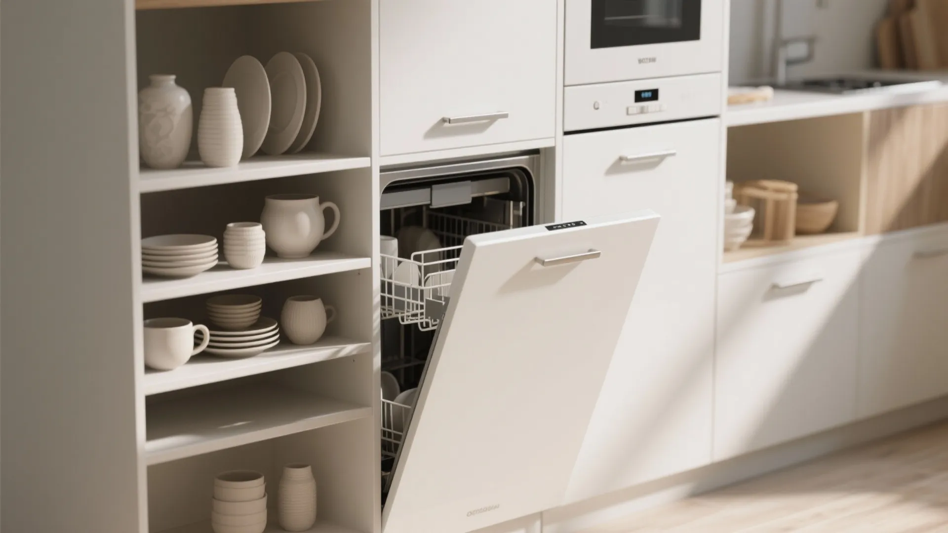4. Mix white appliances with smart storage systems