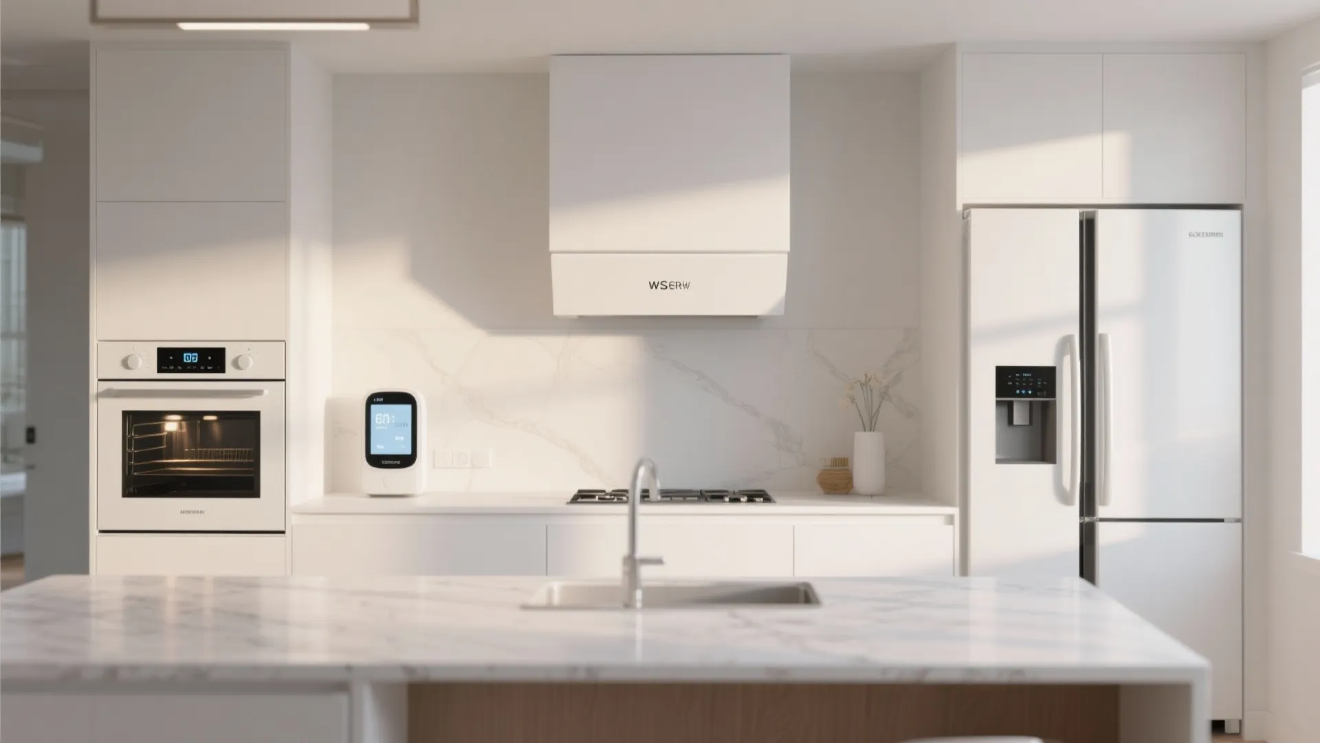 5. All-White Smart Appliance Suite