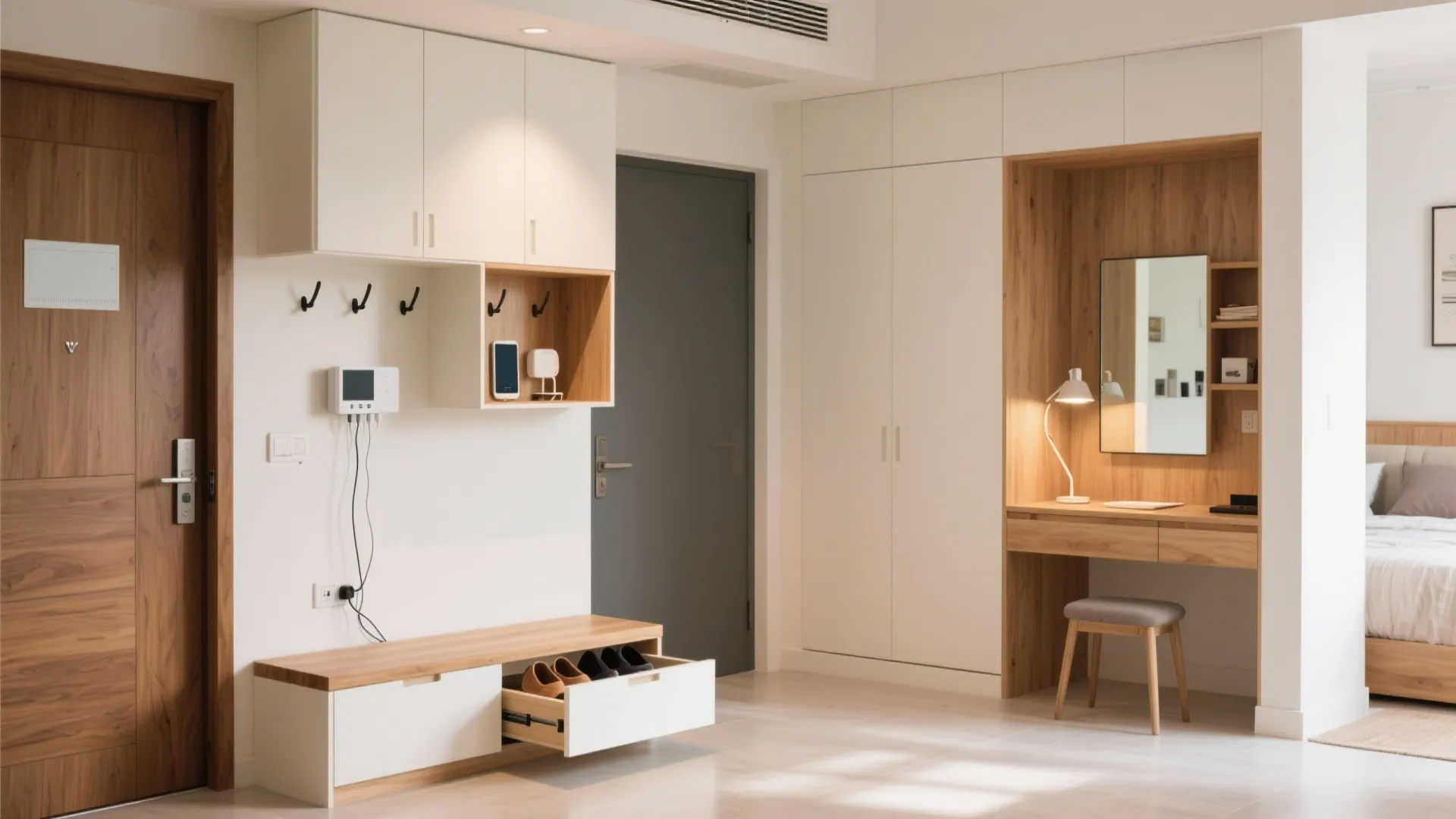 Smart storage zones: entry, hall, and multipurpose nook