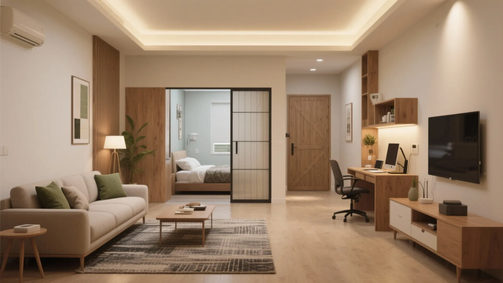 Smart Zoning With Sliding Doors and Ceiling/Floor Cues