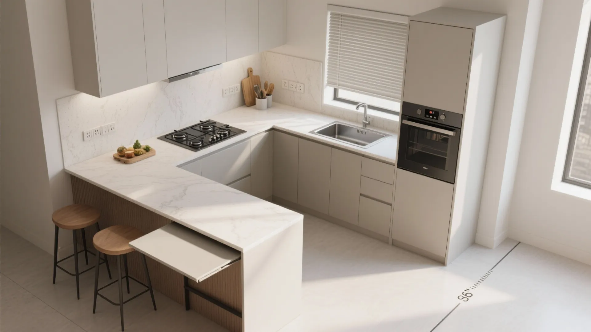 Smart zoning: peninsula, fold-downs, and appliance garages