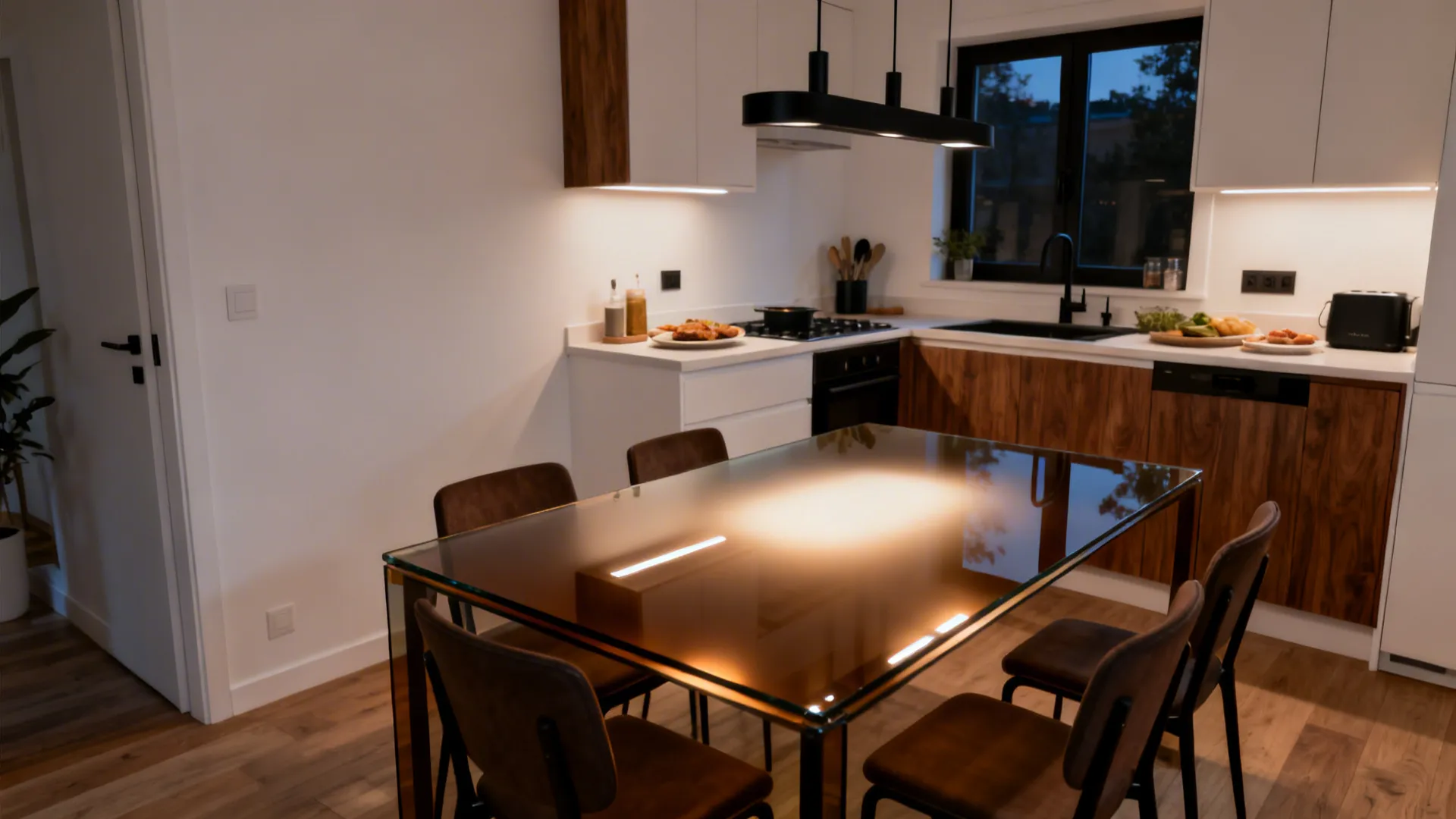 5) Smoked or Frosted Glass for Warmth and Privacy