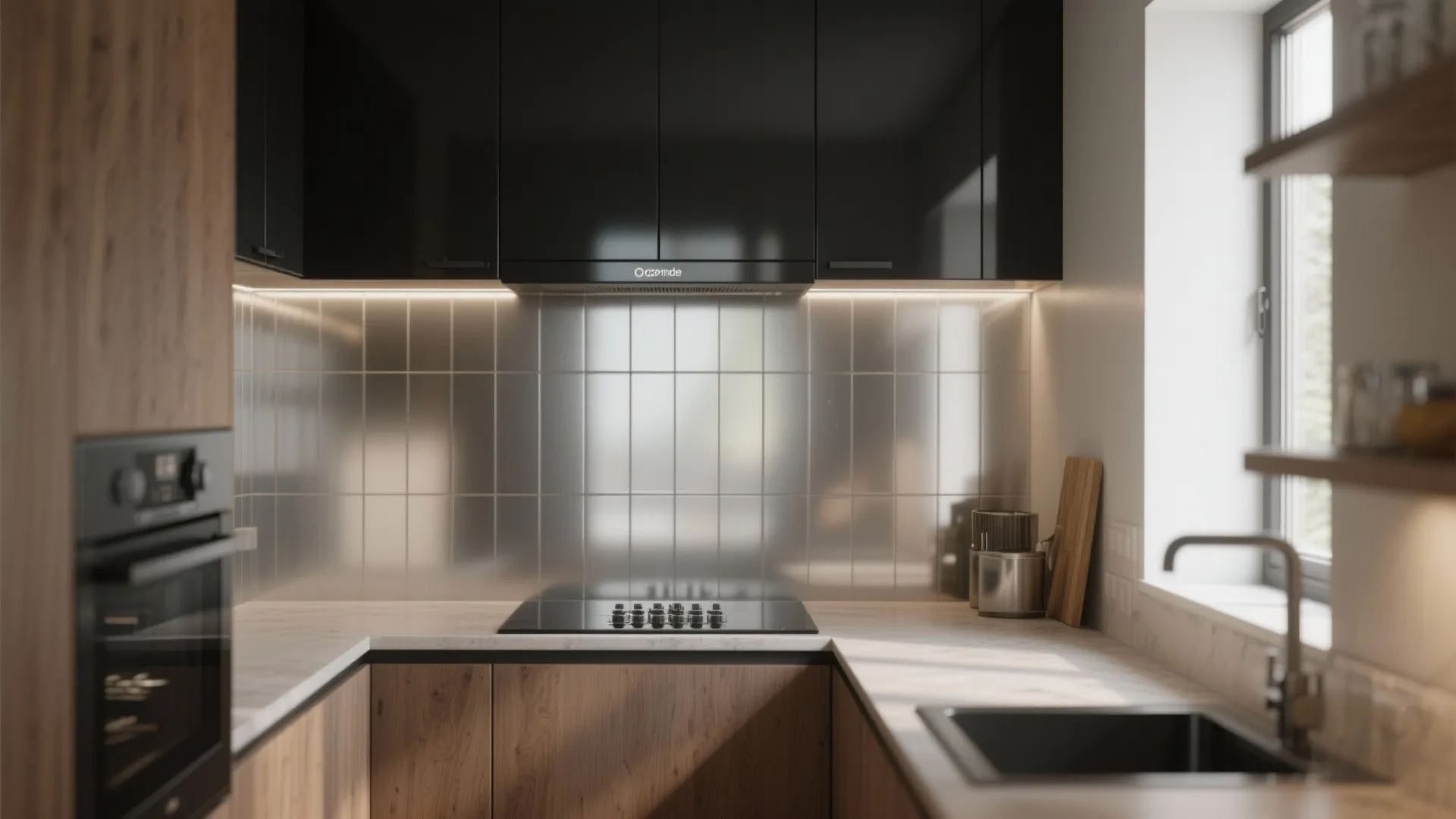 4. Reflective backsplashes for visual space